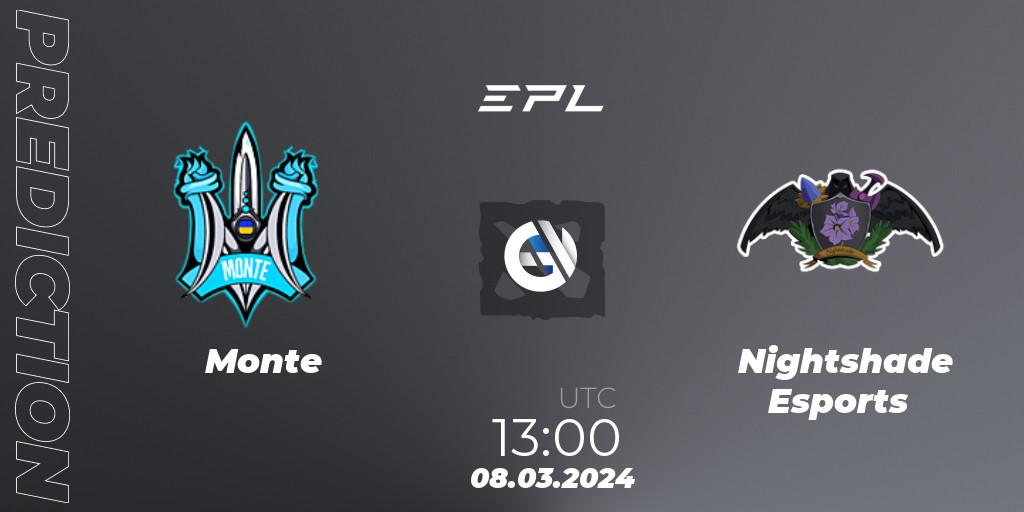 Prognoza Monte - Nightshade Esports. 08.03.2024 at 13:03, Dota 2, European Pro League Season 17: Division 2