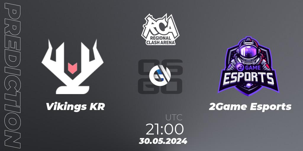 Prognoza Vikings KR - 2Game Esports. 30.05.2024 at 22:00, Counter-Strike (CS2), Regional Clash Arena South America: Closed Qualifier