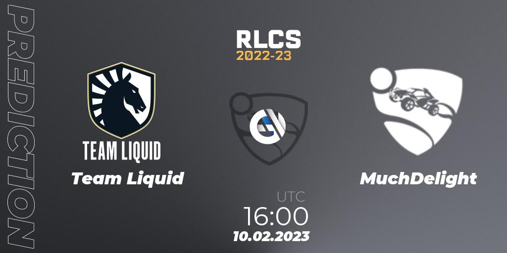 Prognoza Team Liquid - MuchDelight. 10.02.2023 at 16:00, Rocket League, RLCS 2022-23 - Winter: Europe Regional 2 - Winter Cup
