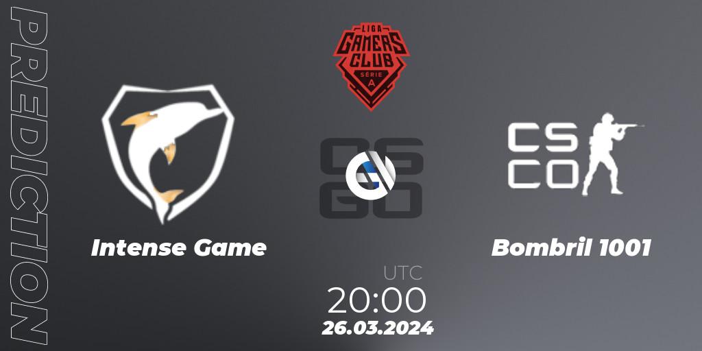 Prognoza Intense Game - Bombril 1001. 26.03.2024 at 20:00, Counter-Strike (CS2), Gamers Club Liga Série A: March 2024