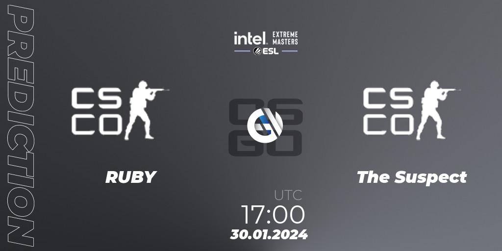 Prognoza RUBY - The Suspect. 30.01.2024 at 17:00, Counter-Strike (CS2), Intel Extreme Masters China 2024: European Open Qualifier #2