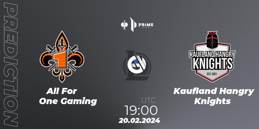 Prognoza All For One Gaming - Kaufland Hangry Knights. 20.02.2024 at 19:00, LoL, Prime League 2nd Division