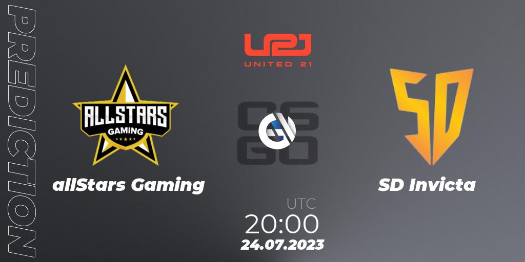 Prognoza allStars Gaming - SD Invicta. 24.07.2023 at 20:00, Counter-Strike (CS2), United21 Season 4