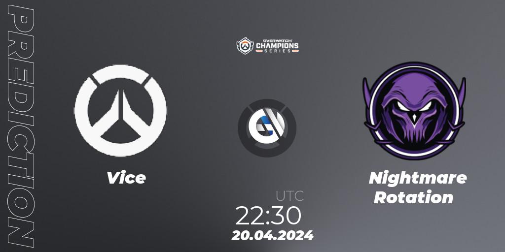 Prognoza Vice - Nightmare Rotation. 20.04.2024 at 22:30, Overwatch, Overwatch Champions Series 2024 - North America Stage 2 Group Stage