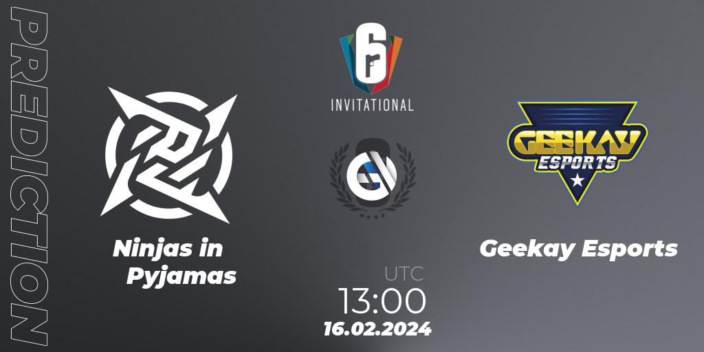 Prognoza Ninjas in Pyjamas - Geekay Esports. 16.02.24, Rainbow Six, Six Invitational 2024 - Group Stage