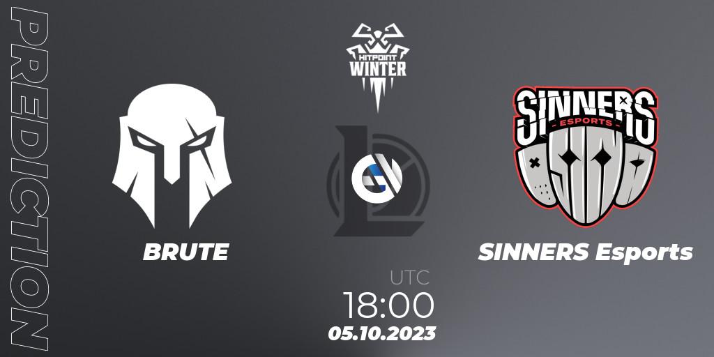 Prognoza BRUTE - SINNERS Esports. 05.10.2023 at 18:00, LoL, Hitpoint Masters Winter 2023 - Playoffs