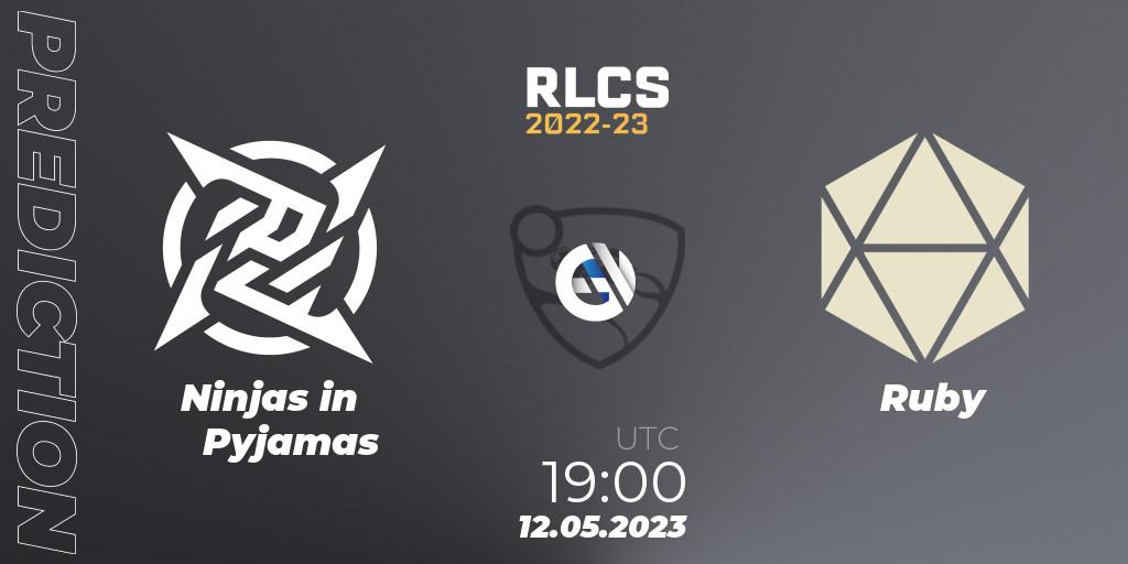 Prognoza Ninjas in Pyjamas - Ruby. 12.05.2023 at 19:00, Rocket League, RLCS 2022-23 - Spring: South America Regional 1 - Spring Open