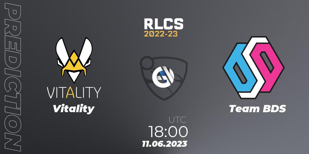 Prognoza Vitality - Team BDS. 11.06.2023 at 18:00, Rocket League, RLCS 2022-23 - Spring: Europe Regional 3 - Spring Invitational