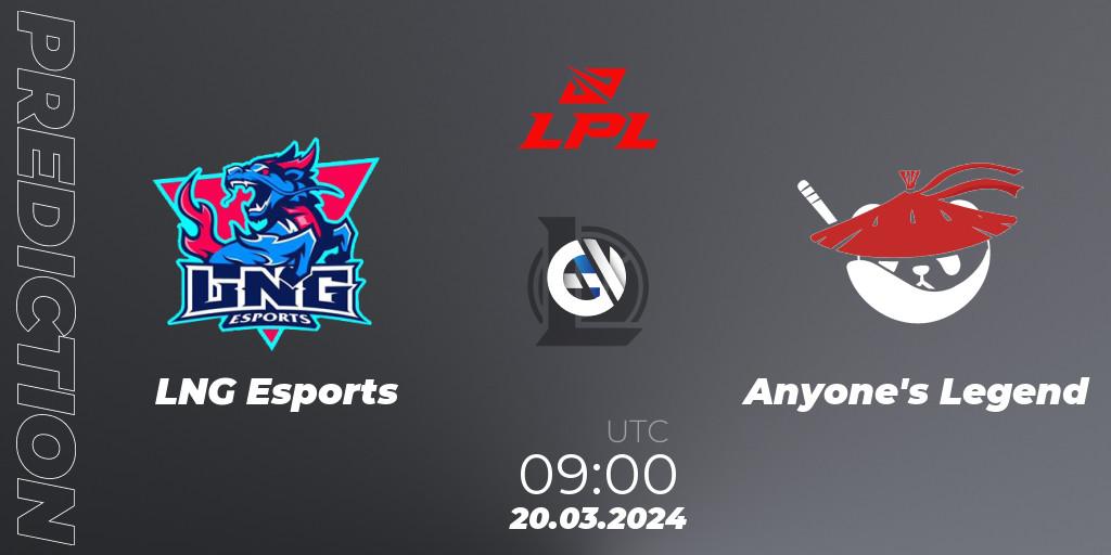 Prognoza LNG Esports - Anyone's Legend. 20.03.24, LoL, LPL Spring 2024 - Group Stage