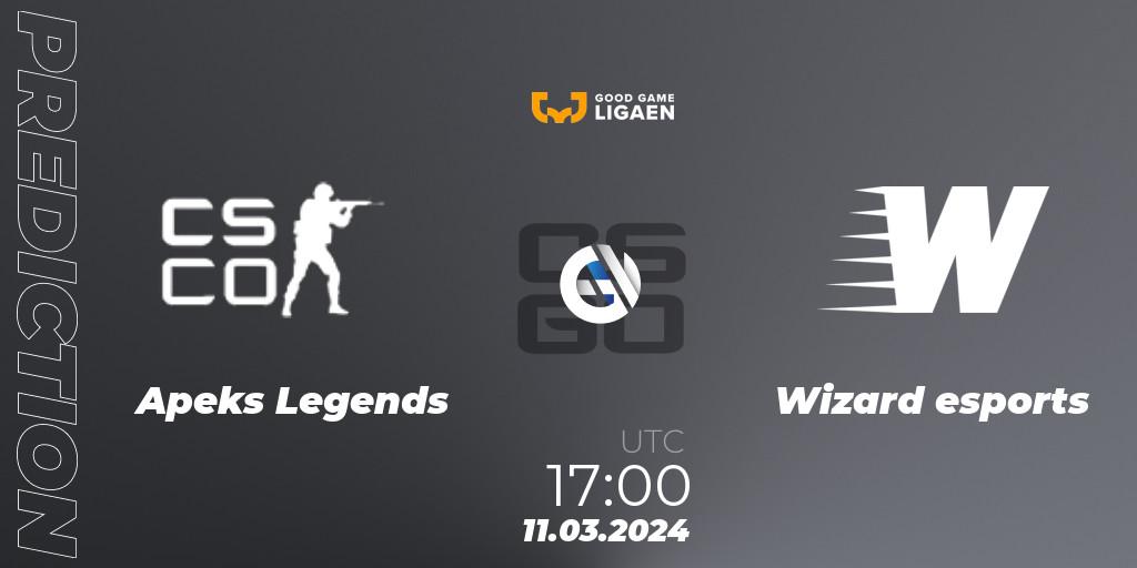 Prognoza Apeks Legends - Wizard esports. 11.03.24, CS2 (CS:GO), Good Game-ligaen Spring 2024