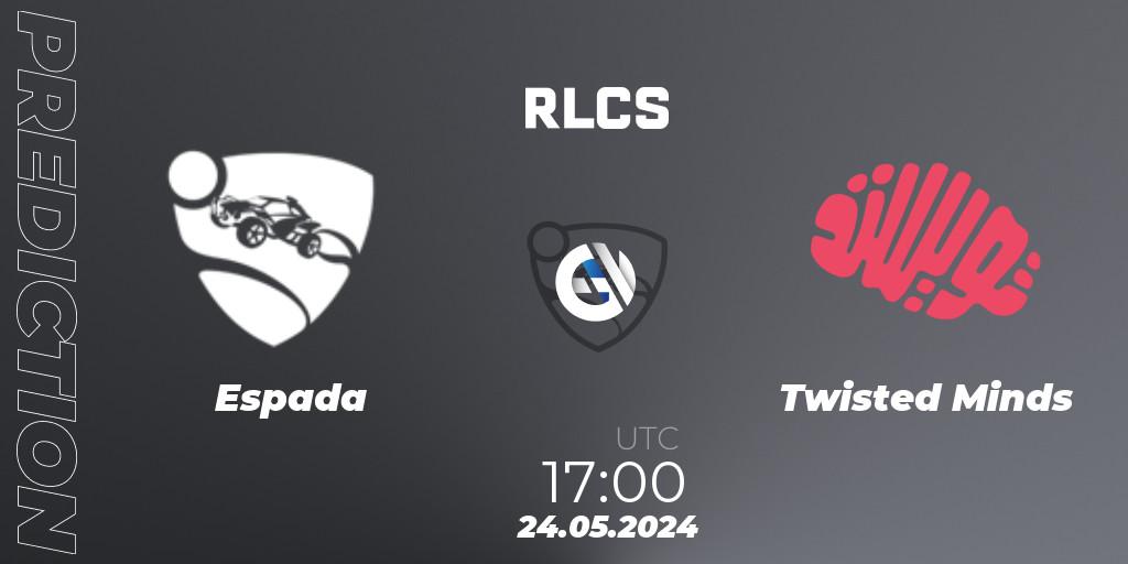 Prognoza Espada - Twisted Minds. 24.05.2024 at 17:00, Rocket League, RLCS 2024 - Major 2: MENA Open Qualifier 6