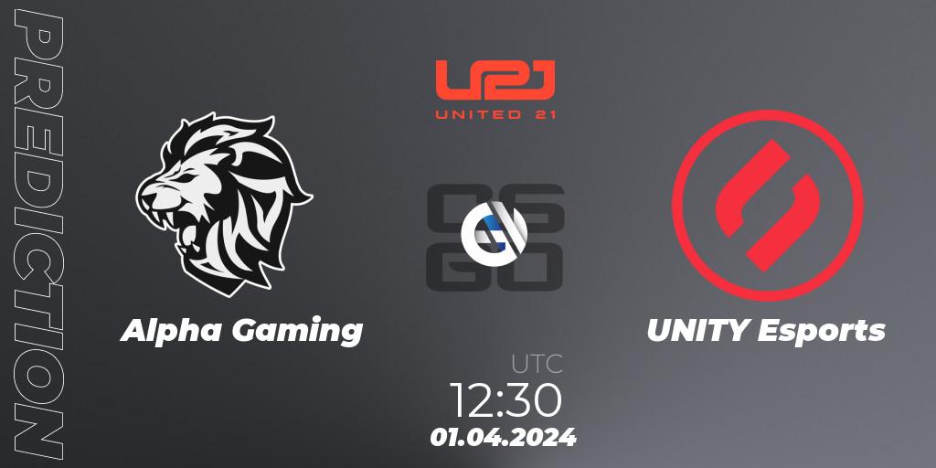 Prognoza Alpha Gaming - UNITY Esports. 01.04.24, CS2 (CS:GO), United21 Season 14