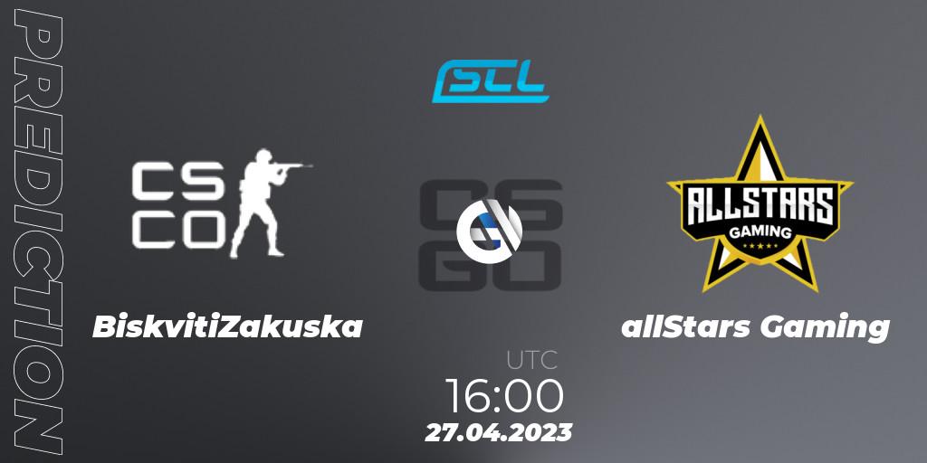 Prognoza BiskvitiZakuska - allStars Gaming. 27.04.2023 at 18:00, Counter-Strike (CS2), SCL Season 9: Challenger Division