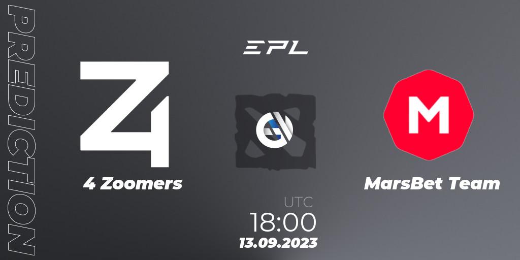 Prognoza 4 Zoomers - MarsBet Team. 13.09.2023 at 18:10, Dota 2, European Pro League Season 12