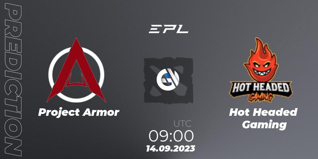 Prognoza Project Armor - Hot Headed Gaming. 14.09.2023 at 09:11, Dota 2, European Pro League Season 12