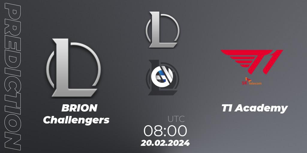 Prognoza BRION Challengers - T1 Academy. 20.02.2024 at 08:00, LoL, LCK Challengers League 2024 Spring - Group Stage