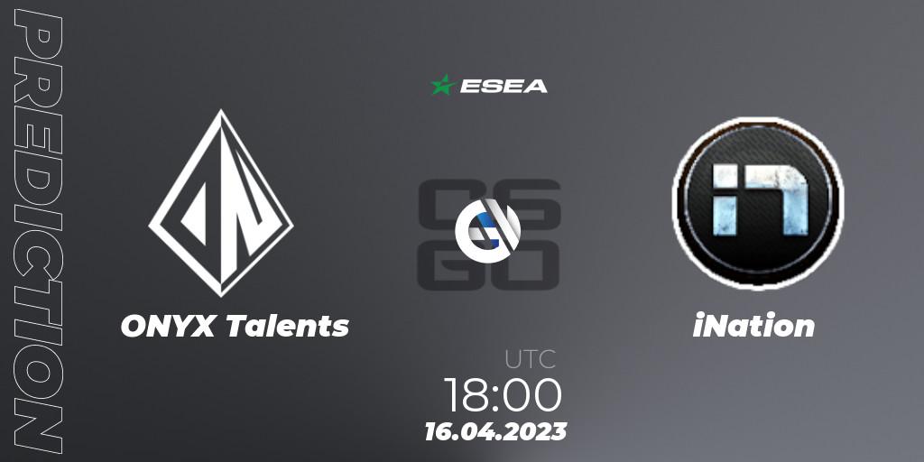 Prognoza ONYX Talents - iNation. 19.04.23, CS2 (CS:GO), ESEA Season 45: Advanced Division - Europe