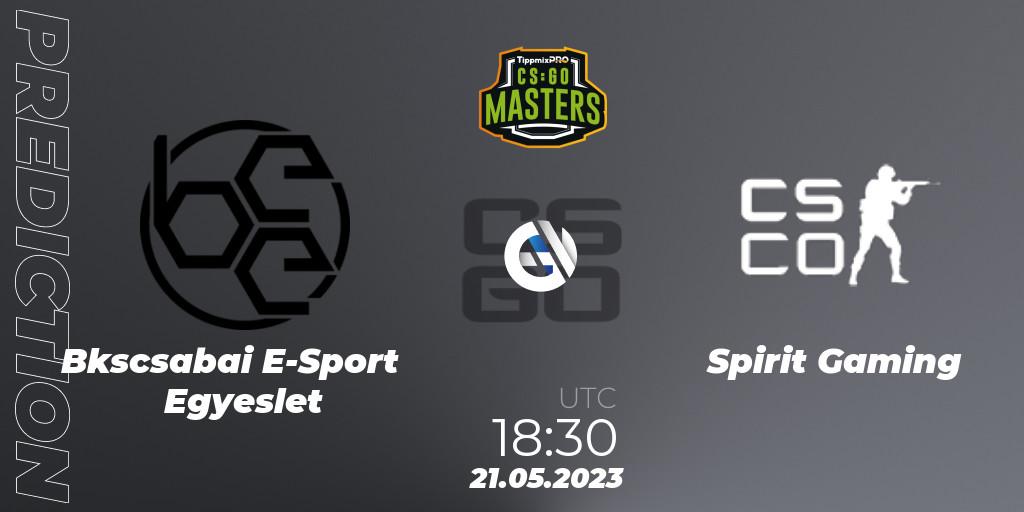 Prognoza Békéscsabai E-Sport Egyesület - Spirit Gaming. 21.05.2023 at 18:30, Counter-Strike (CS2), TippmixPro Masters Spring 2023