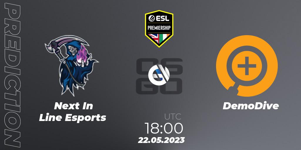 Prognoza Next In Line Esports - DemoDive. 22.05.2023 at 18:00, Counter-Strike (CS2), ESL Premiership Spring 2023