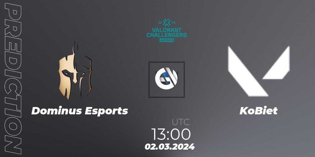 Prognoza Dominus Esports - KoBiet. 02.03.2024 at 13:30, VALORANT, VALORANT Challengers 2024 Vietnam: Split 1