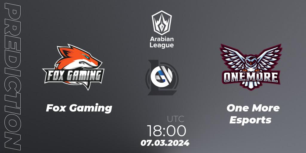 Prognoza Fox Gaming - One More Esports. 07.03.24, LoL, Arabian League Spring 2024