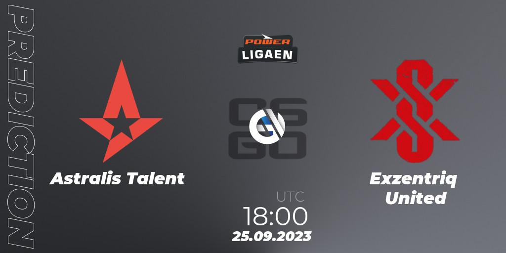 Prognoza Astralis Talent - Exzentriq United. 25.09.2023 at 18:00, Counter-Strike (CS2), POWER Ligaen Season 24 Finals