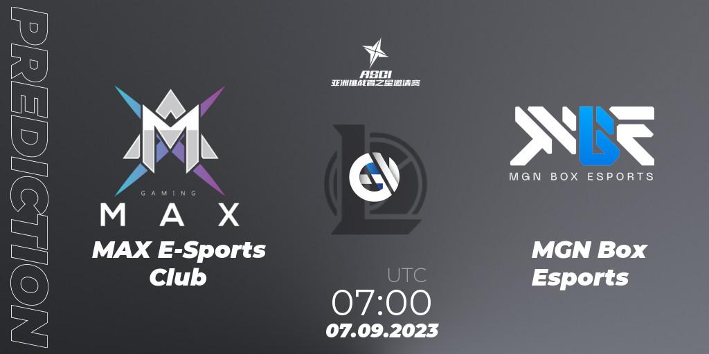 Prognoza MAX E-Sports Club - MGN Box Esports. 07.09.2023 at 07:00, LoL, Asia Star Challengers Invitational 2023