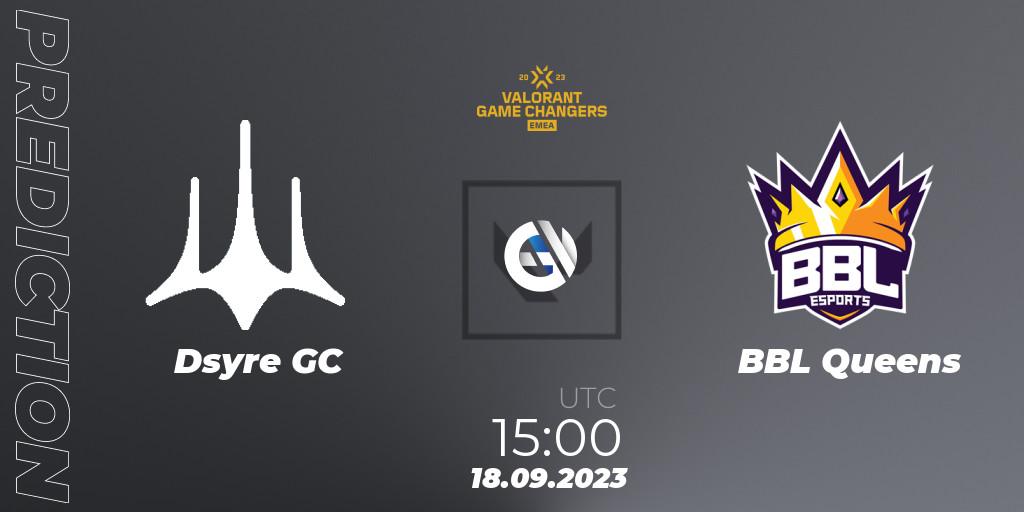 Prognoza Dsyre GC - BBL Queens. 18.09.2023 at 15:00, VALORANT, VCT 2023: Game Changers EMEA Stage 3 - Group Stage