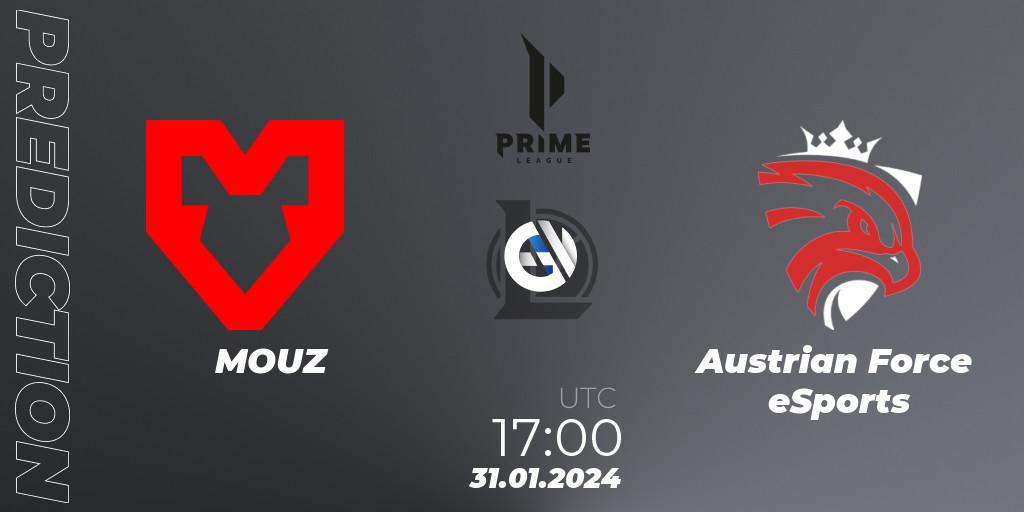 Prognoza MOUZ - Austrian Force eSports. 31.01.2024 at 17:00, LoL, Prime League Spring 2024 - Group Stage