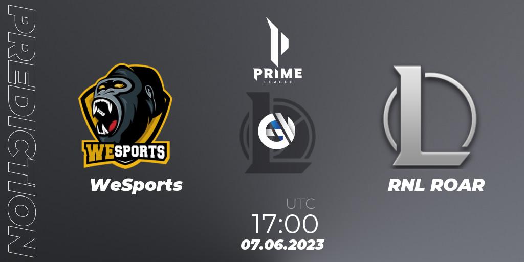 Prognoza WeSports - RNL ROAR. 07.06.2023 at 17:00, LoL, Prime League 2nd Division Summer 2023