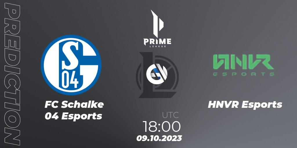 Prognoza FC Schalke 04 Esports - HNVR Esports. 09.10.2023 at 18:00, LoL, Prime League Pokal 2023