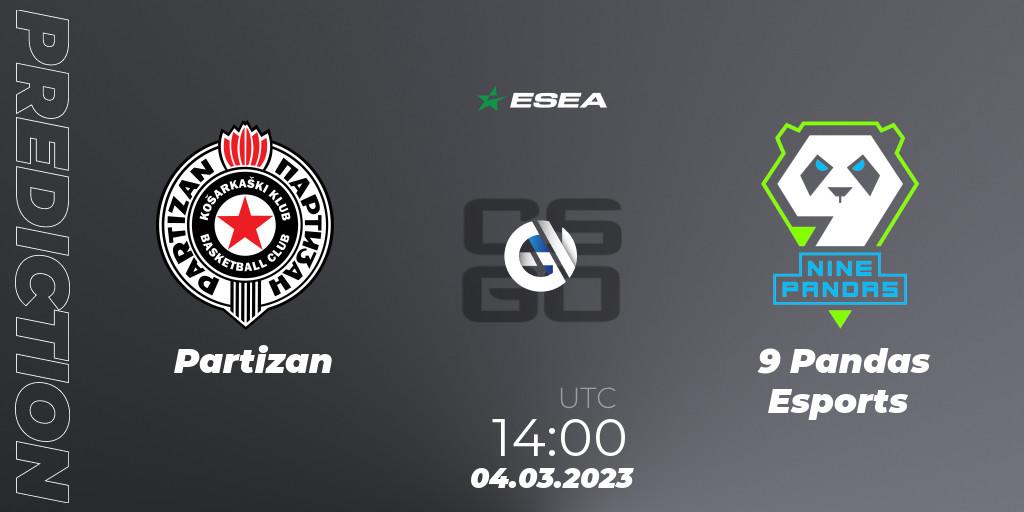 Prognoza Partizan - 9 Pandas Esports. 04.03.23, CS2 (CS:GO), ESEA Season 44: Advanced Division - Europe