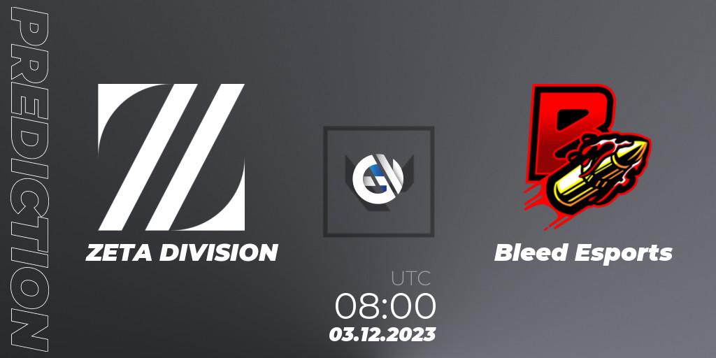 Prognoza ZETA DIVISION - Bleed eSports. 03.12.23, VALORANT, Riot Games ONE PRO INVITATIONAL 2023