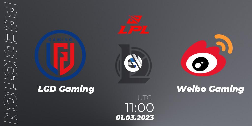 Prognoza LGD Gaming - Weibo Gaming. 01.03.2023 at 12:00, LoL, LPL Spring 2023 - Group Stage
