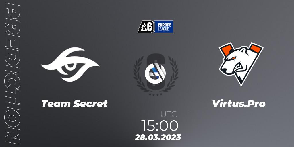 Prognoza Team Secret - Virtus.Pro. 28.03.2023 at 15:00, Rainbow Six, Europe League 2023 - Stage 1