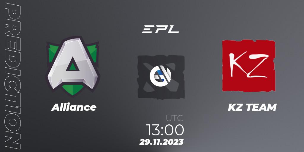 Prognoza Alliance - KZ TEAM. 29.11.23, Dota 2, European Pro League Season 14