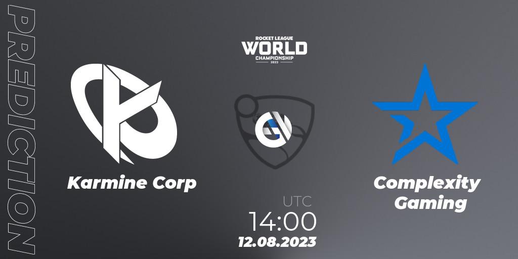 Prognoza Karmine Corp - Complexity Gaming. 12.08.2023 at 15:25, Rocket League, Rocket League Championship Series 2022-23 - World Championship Group Stage