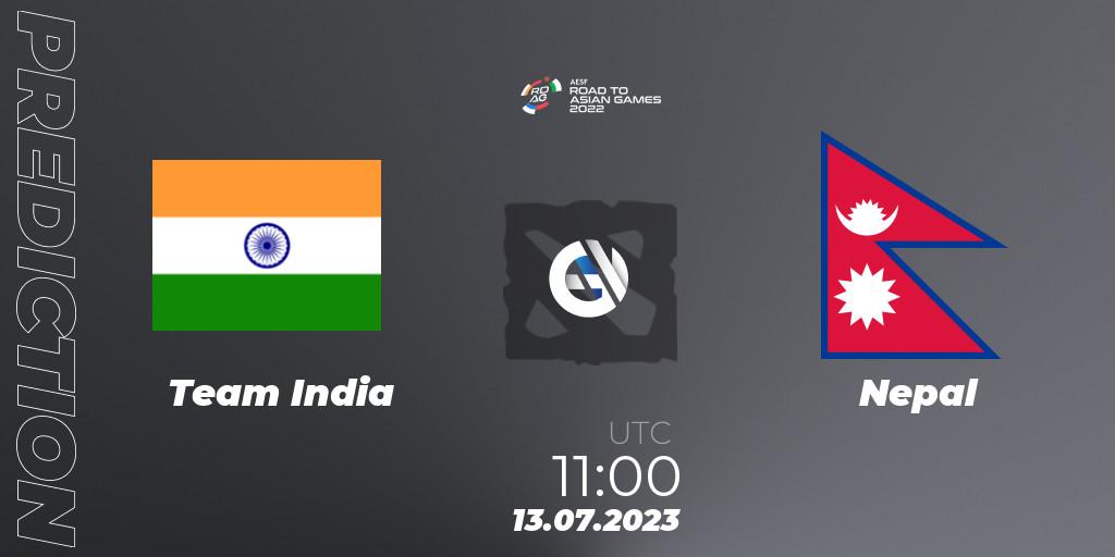 Prognoza Team India - Nepal. 13.07.2023 at 11:00, Dota 2, 2022 AESF Road to Asian Games - South Asia
