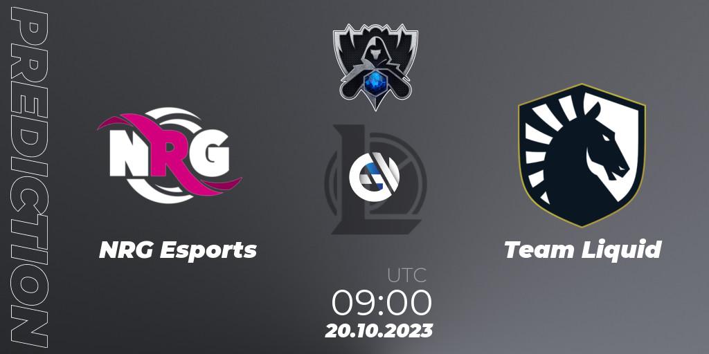 Prognoza NRG Esports - Team Liquid. 20.10.2023 at 05:00, LoL, Worlds 2023 LoL - Group Stage