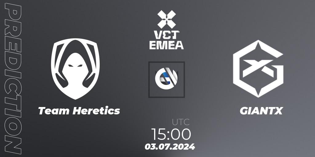 Prognoza Team Heretics - GIANTX. 03.07.2024 at 16:00, VALORANT, VALORANT Champions Tour 2024: EMEA League - Stage 2 - Group Stage