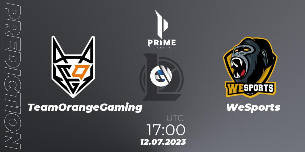 Prognoza TeamOrangeGaming - WeSports. 12.07.2023 at 17:00, LoL, Prime League 2nd Division Summer 2023