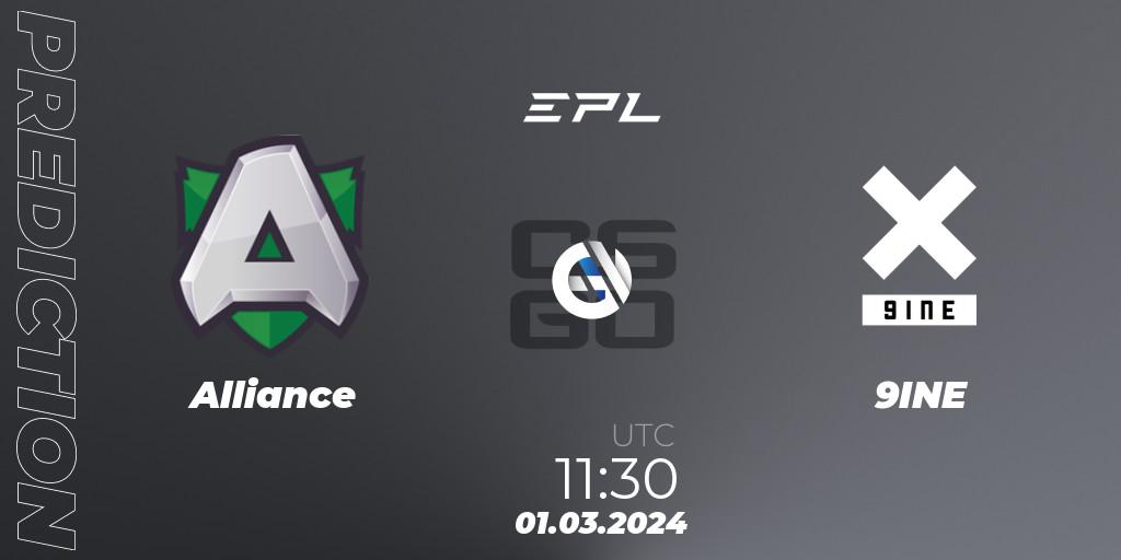 Prognoza Alliance - 9INE. 01.03.24, CS2 (CS:GO), European Pro League Season 14