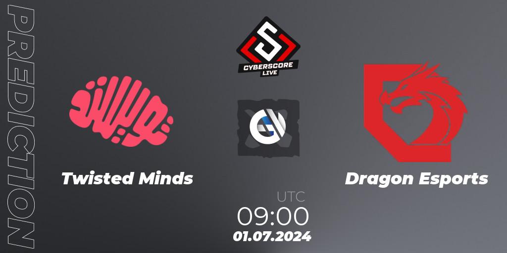 Prognoza Twisted Minds - Dragon Esports. 01.07.2024 at 09:20, Dota 2, CyberScore Cup