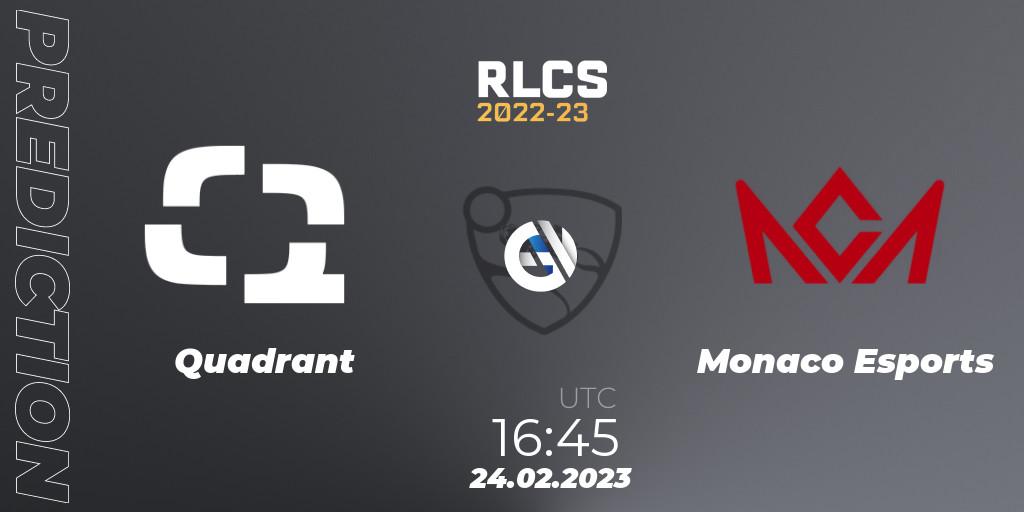 Prognoza Quadrant - Monaco Esports. 24.02.2023 at 16:45, Rocket League, RLCS 2022-23 - Winter: Europe Regional 3 - Winter Invitational
