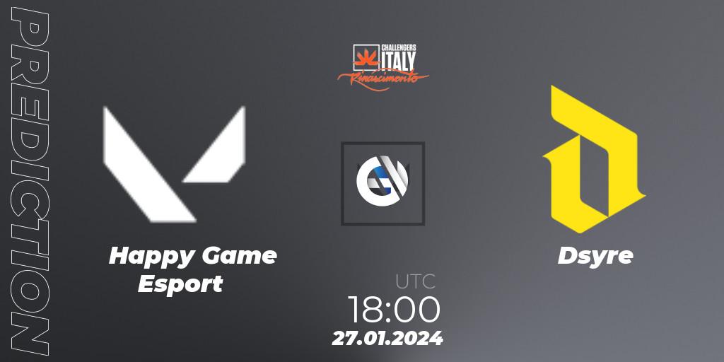 Prognoza Happy Game Esport - Dsyre. 27.01.2024 at 18:00, VALORANT, VALORANT Challengers 2024 Italy: Rinascimento Split 1
