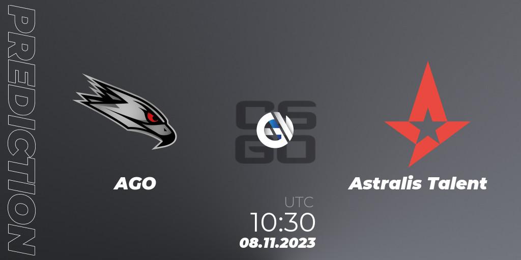 Prognoza AGO - Astralis Talent. 08.11.2023 at 12:00, Counter-Strike (CS2), European Pro League Season 12: Division 2