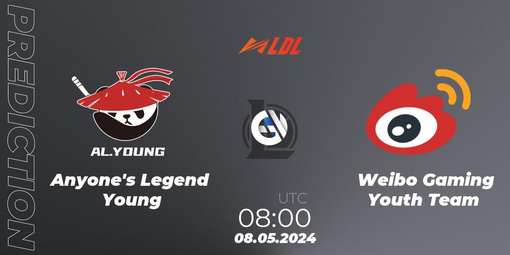 Prognoza Anyone's Legend Young - Weibo Gaming Youth Team. 08.05.2024 at 08:00, LoL, LDL 2024 - Stage 2