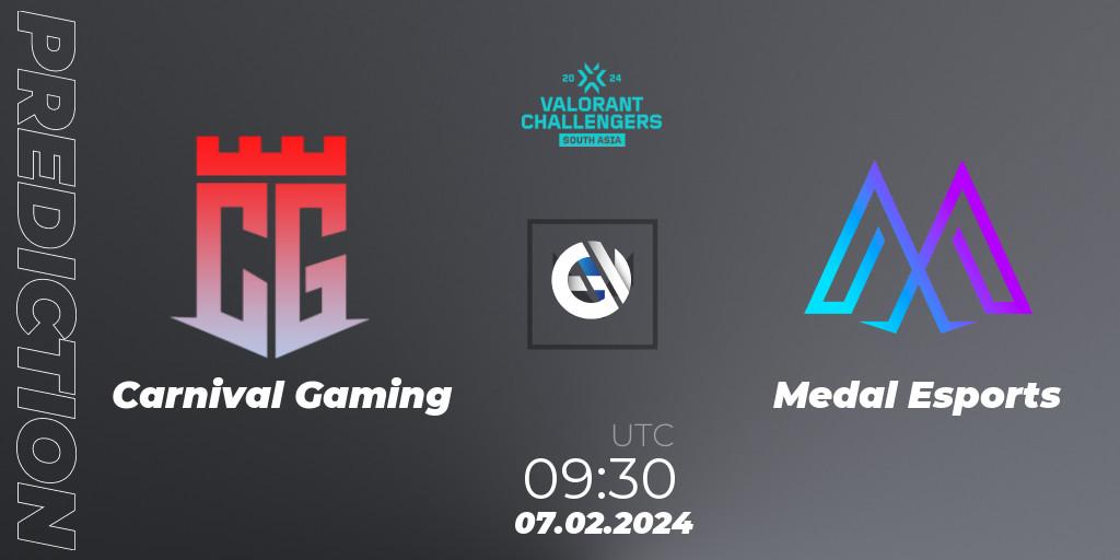 Prognoza Carnival Gaming - Medal Esports. 07.02.2024 at 09:30, VALORANT, VALORANT Challengers 2024: South Asia Split 1 - Cup 1