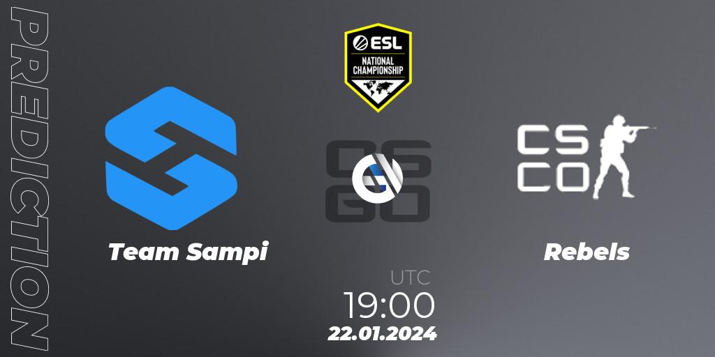 Prognoza Team Sampi - Rebels Gaming. 22.01.2024 at 19:00, Counter-Strike (CS2), ESL Pro League Season 19 NC Europe Qualifier