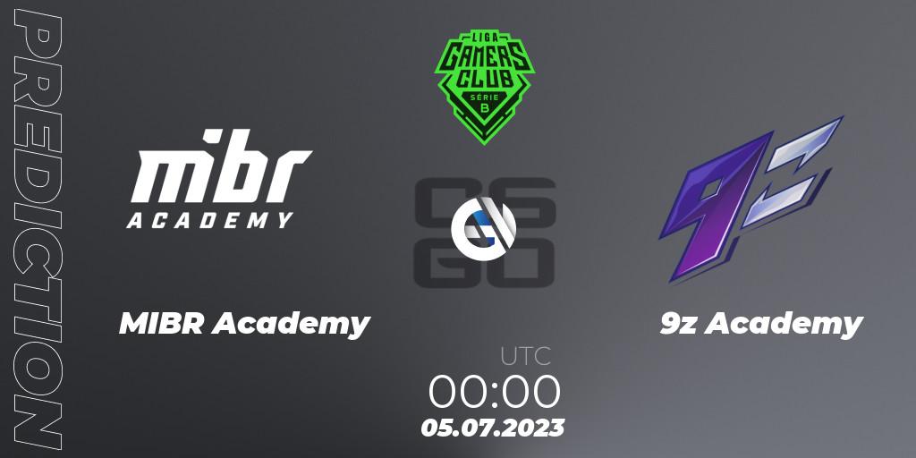 Prognoza MIBR Academy - 9z Academy. 06.07.2023 at 00:00, Counter-Strike (CS2), Gamers Club Liga Série B: June 2023